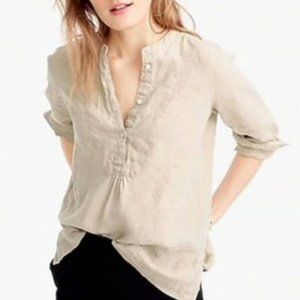 Baird McNutt for J Crew 100% Irish linen popover shirt sz 6, Oatmeal